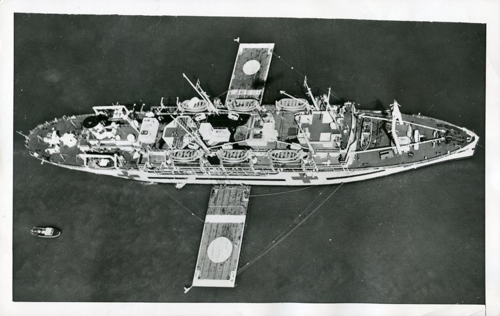 USS Haven in Korea, before installation of helipad.